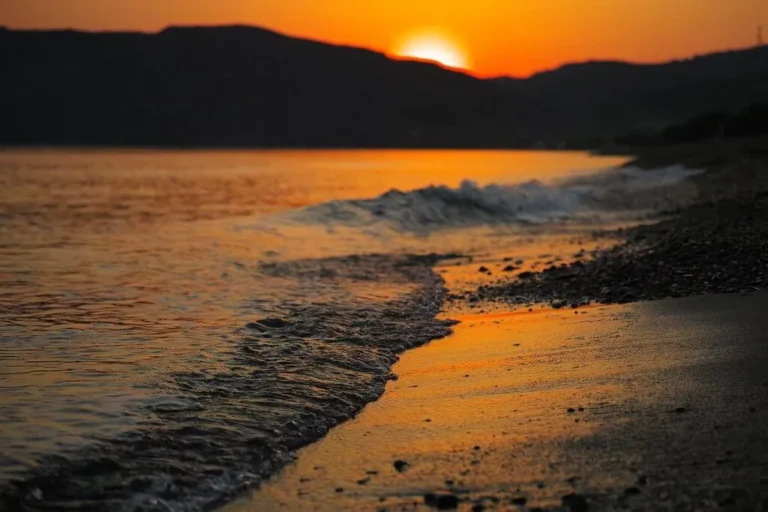 Drapanias Beach sunset in Crete with calm atmosphere
