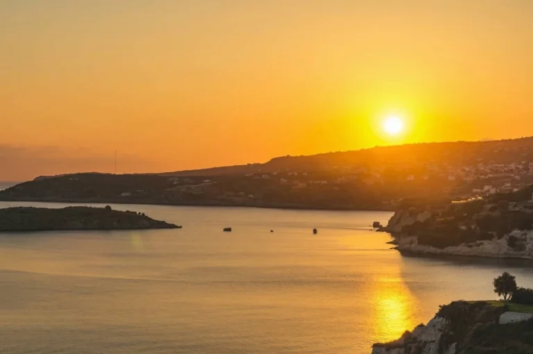 Peaceful sunset view in Almyrida Crete with soft evening light