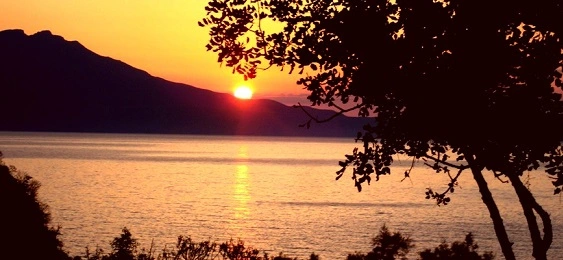Sunset view from Ravdoucha Peninsula Crete with dramatic coastline